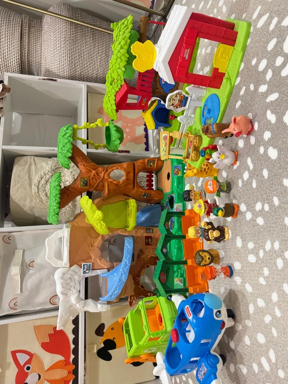 Lot vtg Little People vintage playset figurines zoo truck plane big animal farm